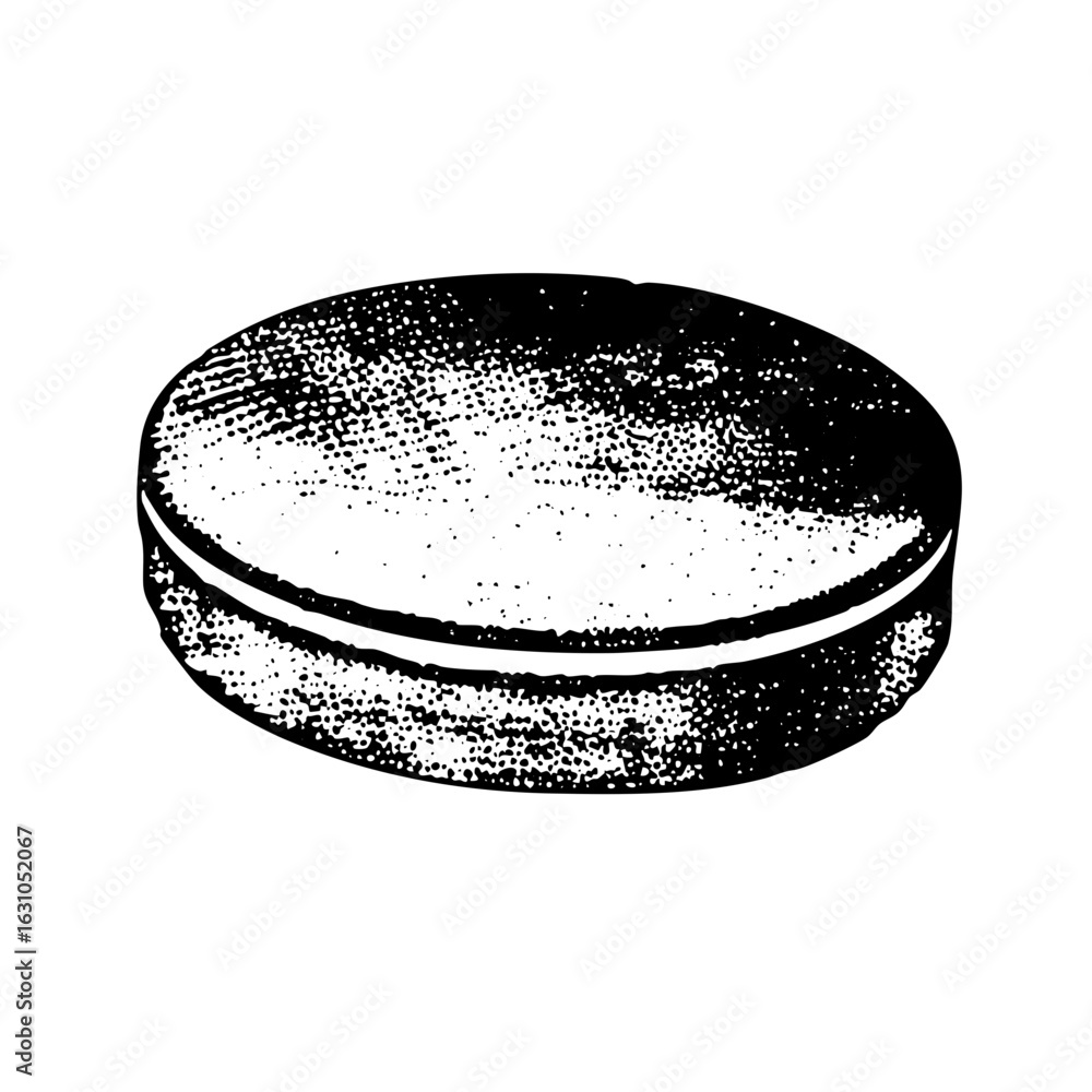 Poster vector detailed of a circular object with textured surface.