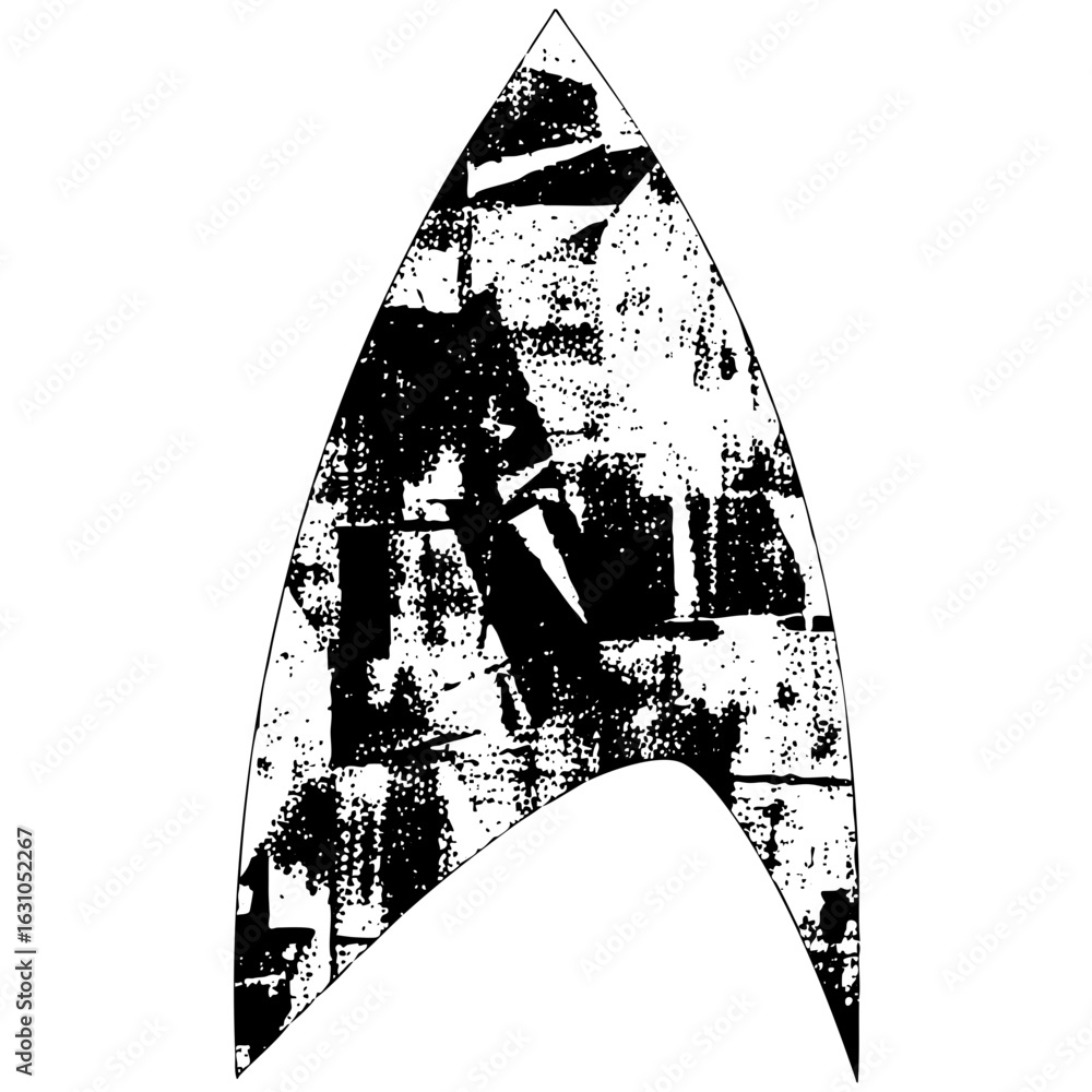 Poster vector abstract triangular emblem with distressed texture.