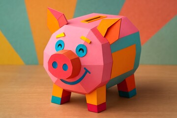 Colorful Ceramic Piggy Bank: Fun Childhood Savings Craft