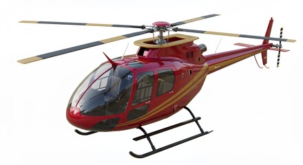 Fototapeta premium Red helicopter isolated on white background