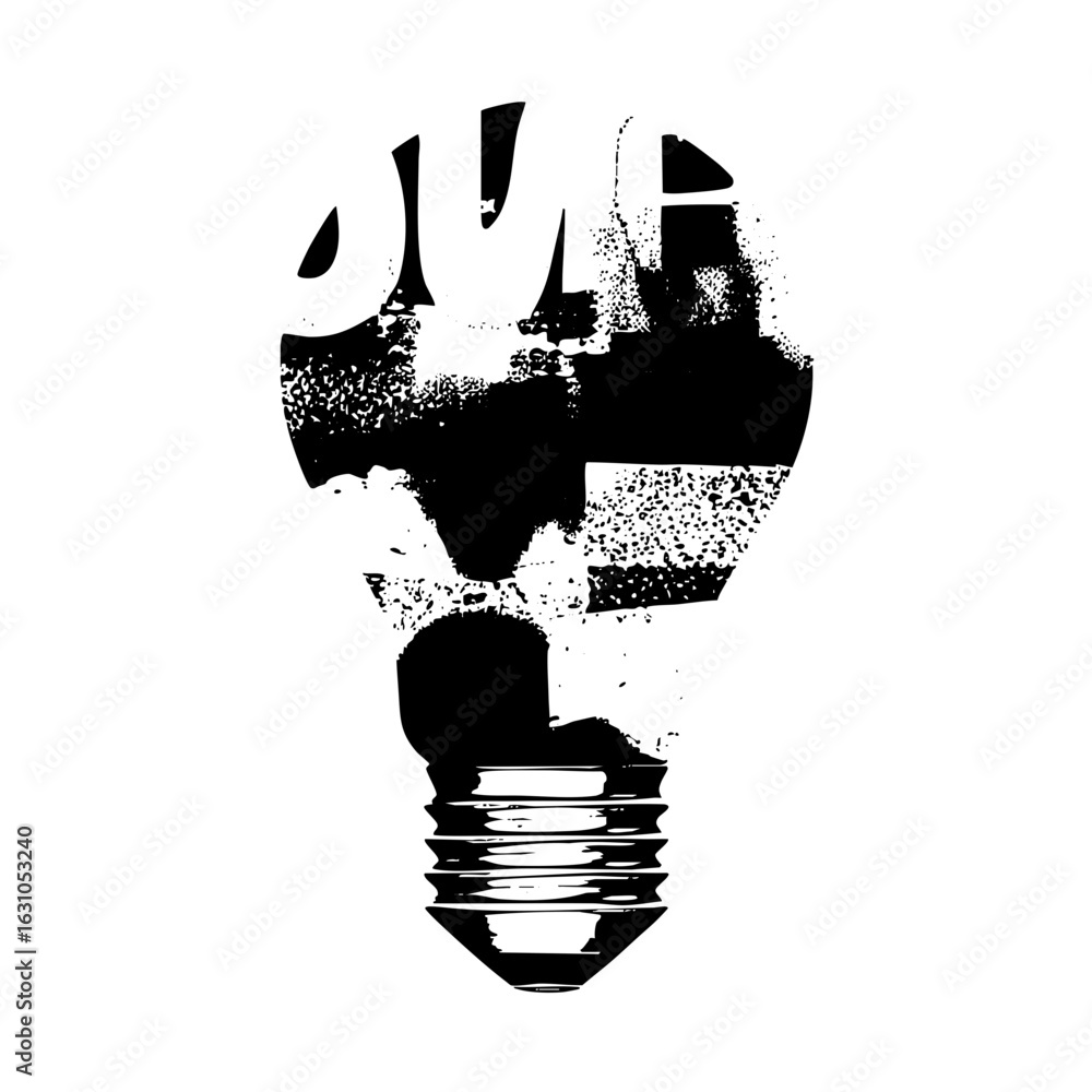 Poster vector abstract lightbulb with a dark textured .