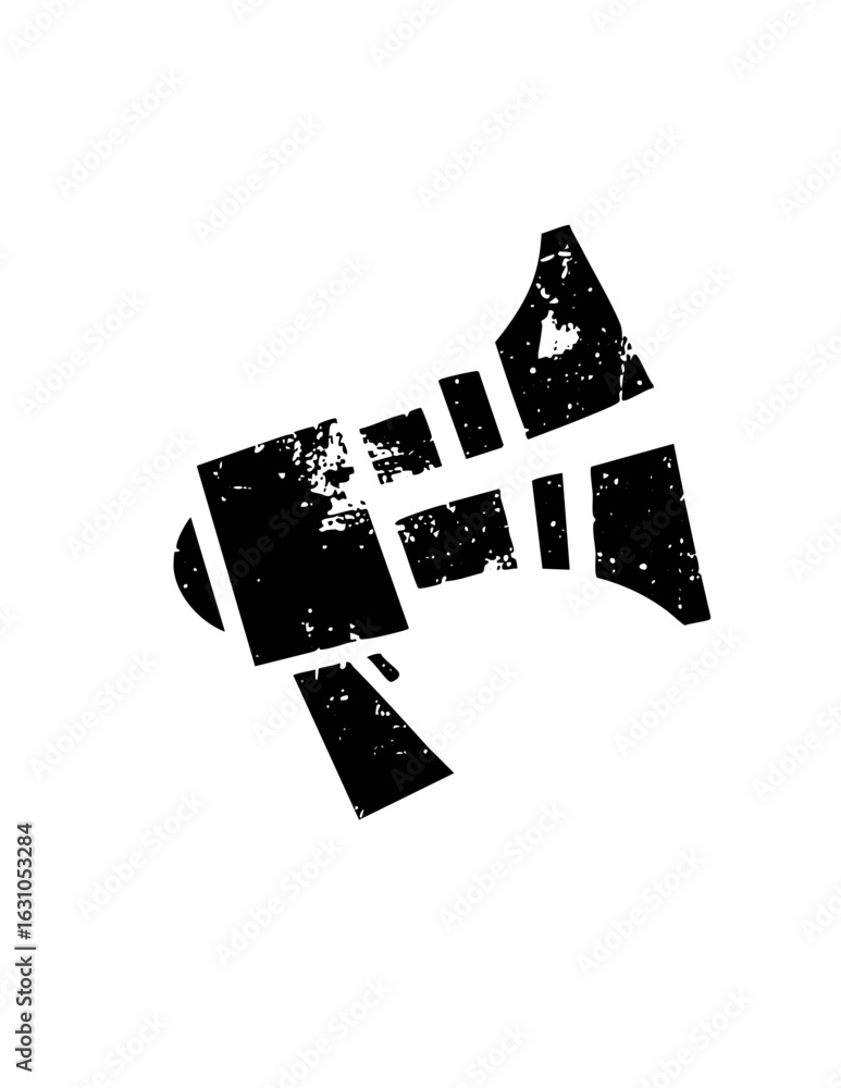 Poster Vector Abstract megaphone with fragmented shapes.