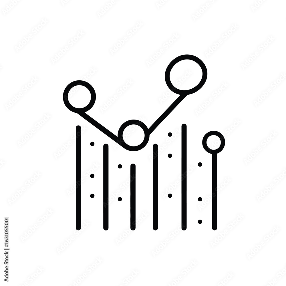 Poster abstract chart diagram line with transparent background, circles and bars