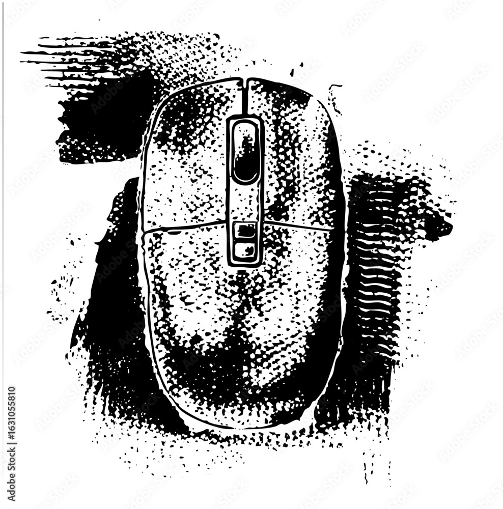 Poster vector detailed of a computer mouse with scroll wheel.