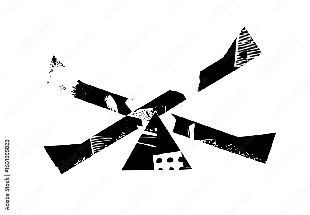 Poster vector abstract cross with textured geometric shapes.
