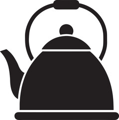 Obraz premium Black silhouette of a classic teapot isolated on white background