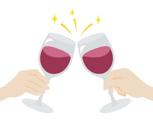 祝杯の赤ワイン 乾杯イラスト