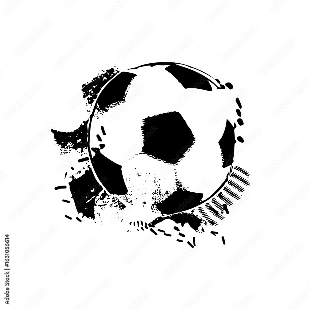 Poster vector dynamic soccer ball with distressed circular burst.