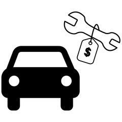 car repair service cost. car repair price sign. cost of repair symbol. flat style.