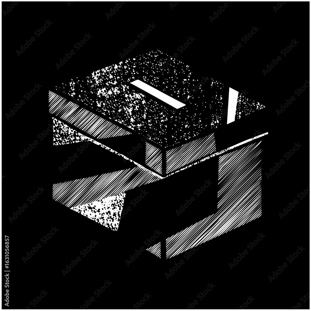 Poster vector geometric abstract composition with angled planes and linear elements.