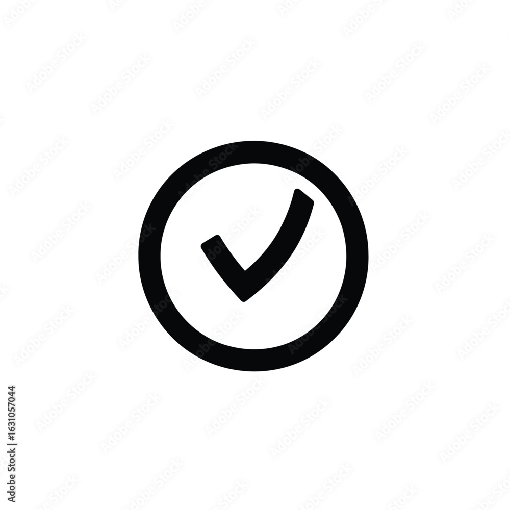 Poster black check mark inside black circle with transparent background icon design