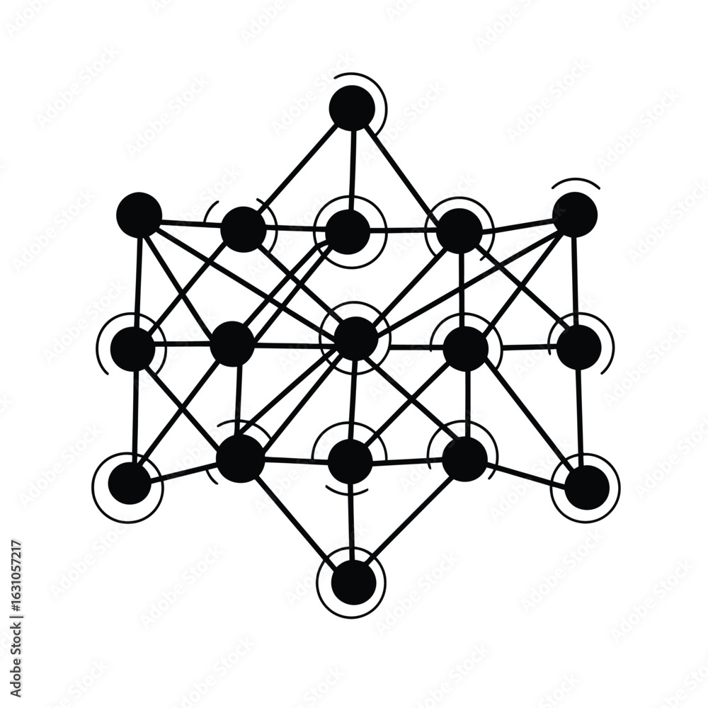 Aufkleber black circles connected by lines on a transparent background pattern design