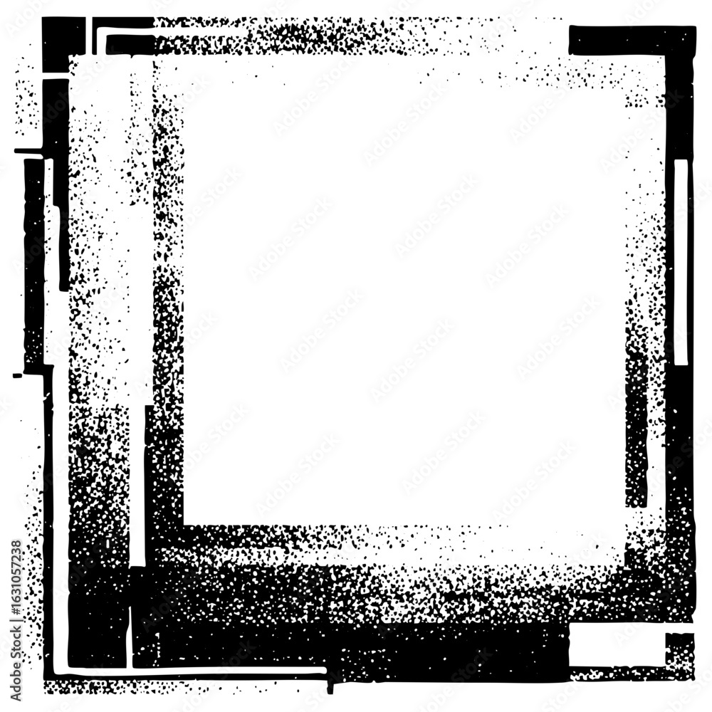 Aufkleber vector distressed rectangular frame with textured edges.