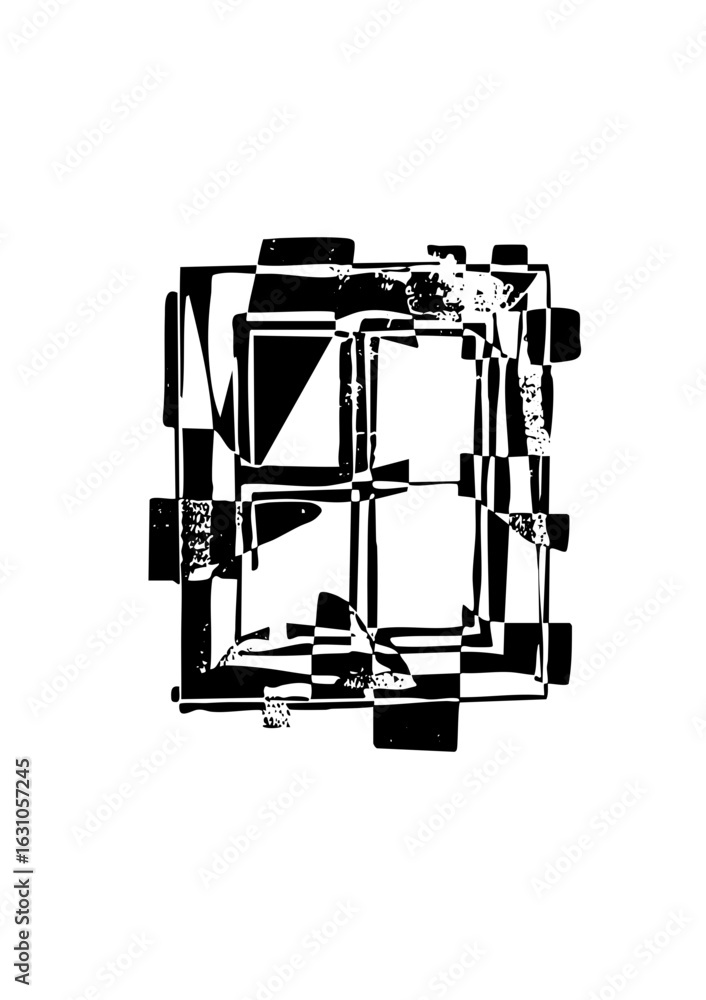 Poster vector abstract geometric composition featuring intersecting cuboids.
