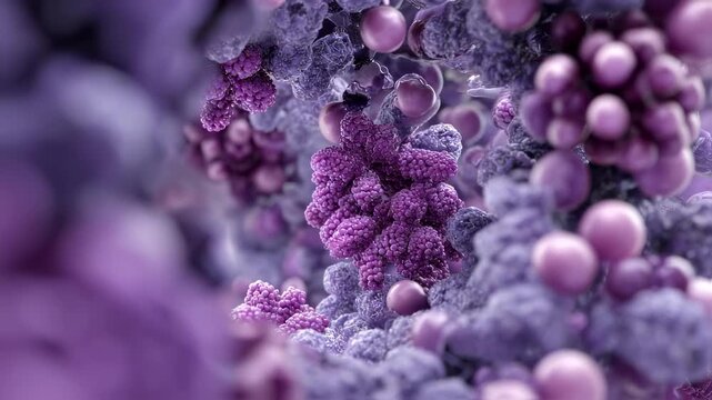 Macro shot of cellular insulinreceptor doors turning rigid and purple representing decreased insulin sensitivity in prediabetes.
