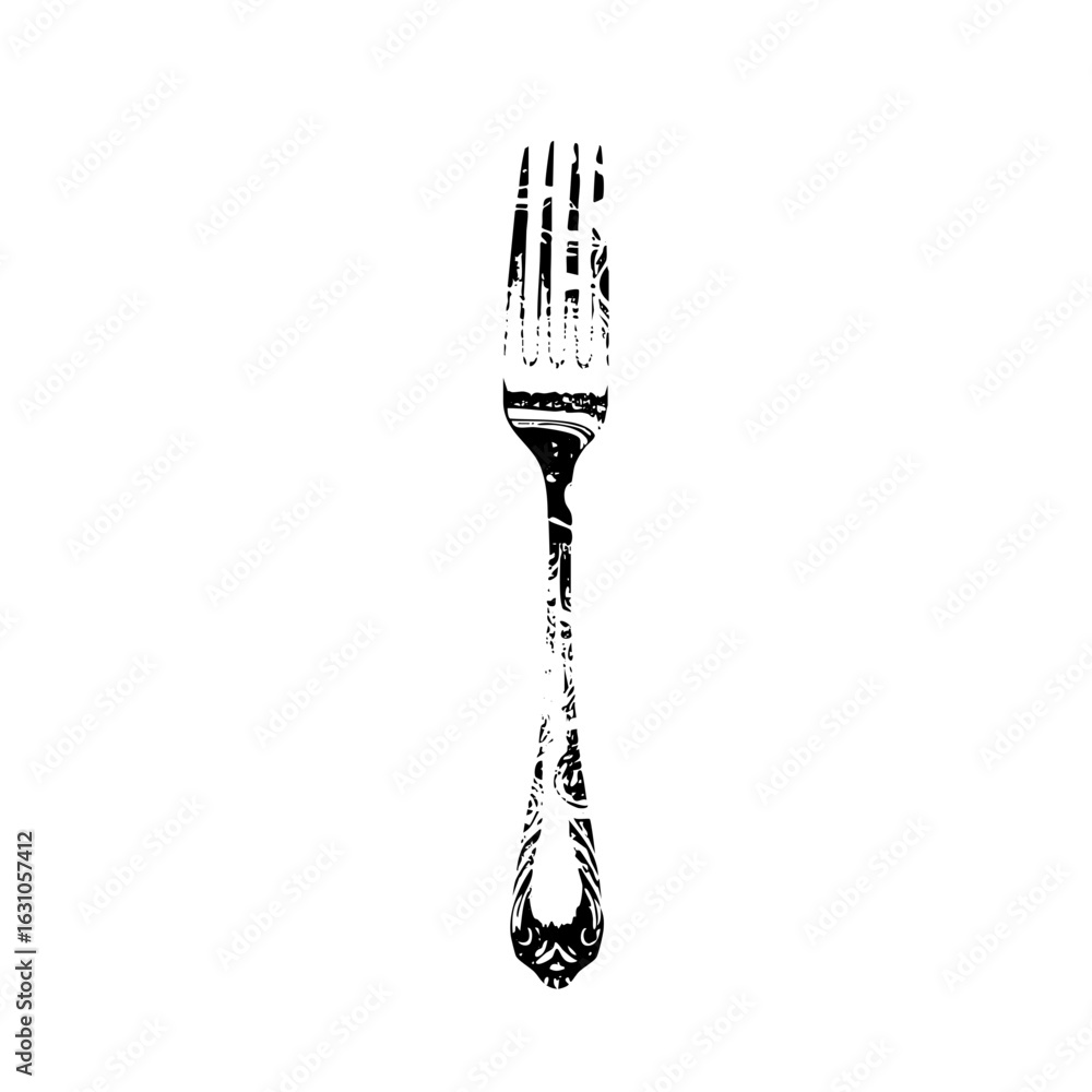 Poster vector elegant fork with ornate handle .