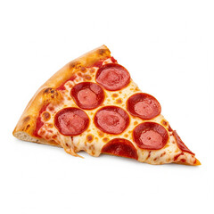 Delicious slice of pepperoni pizza with melted cheese