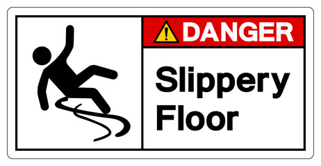 Danger Slippery Floor Symbol Sign,Vector Illustration, Isolate On White Background Label. EPS10