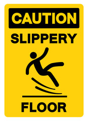 Caution Slippery Floor Symbol Sign,Vector Illustration, Isolate On White Background Label. EPS10