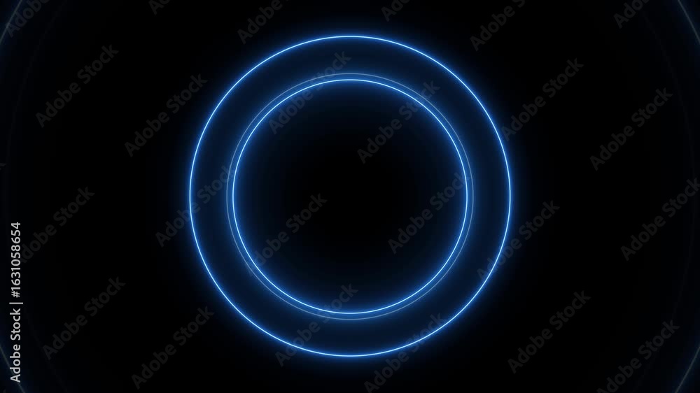 Poster blue neon circle animation. vibrant glowing circle motion. an abstract background. seamless loop mot