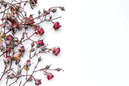 Dried roses on white background - Powered by Adobe