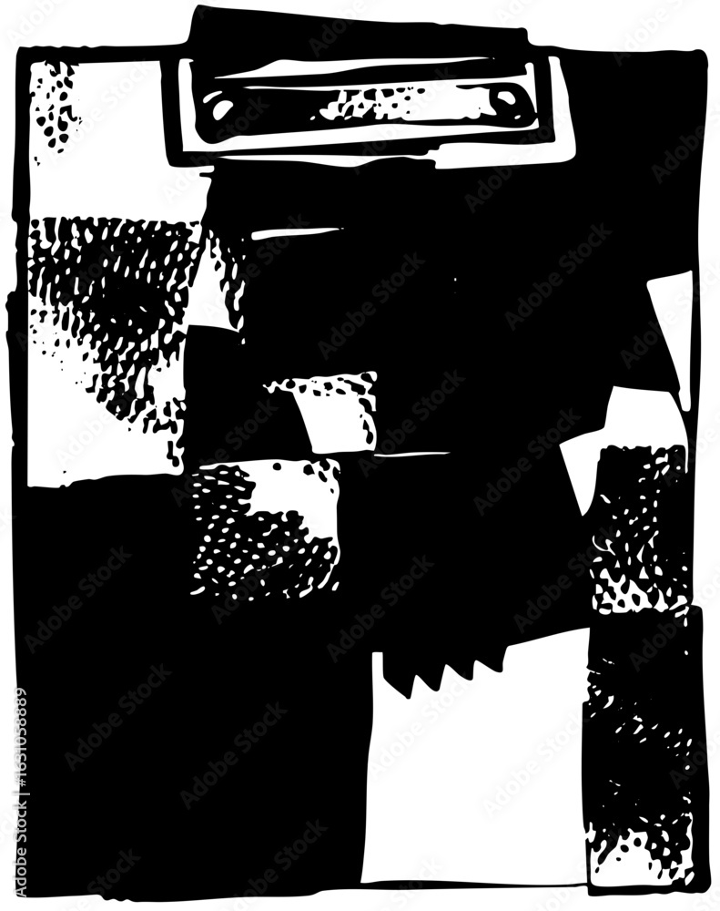 Poster vector abstract black and white of a building facade with a security camera.