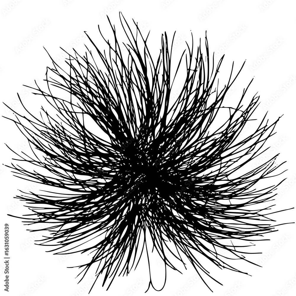 Poster vector intricate spiky sphere with chaotic lines.
