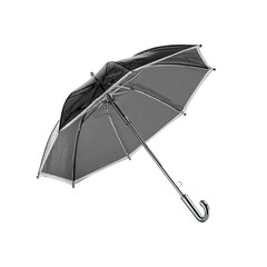Gray umbrella, transparent canopy, classic design