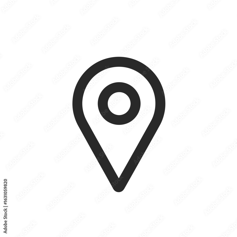 Poster black outline pin location, navigation pointer, point symbol with transparent bg