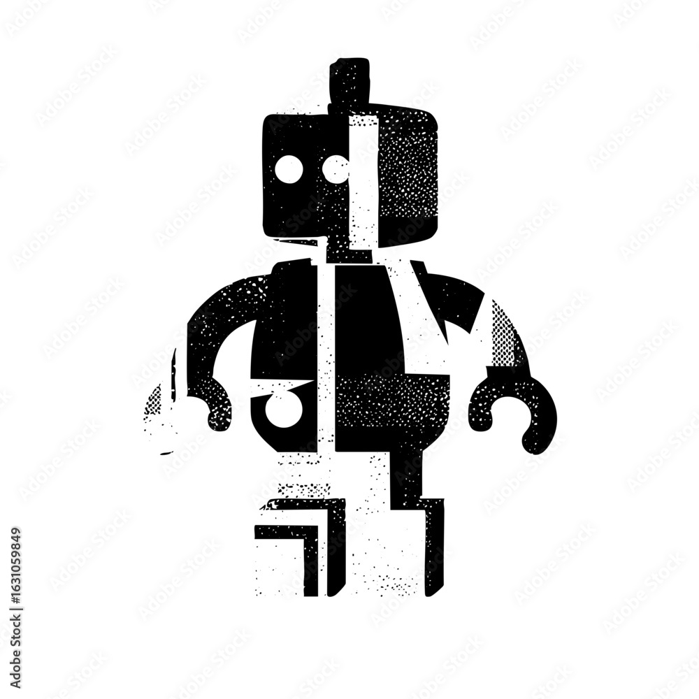Poster vector minimalist robot with geometric shapes.