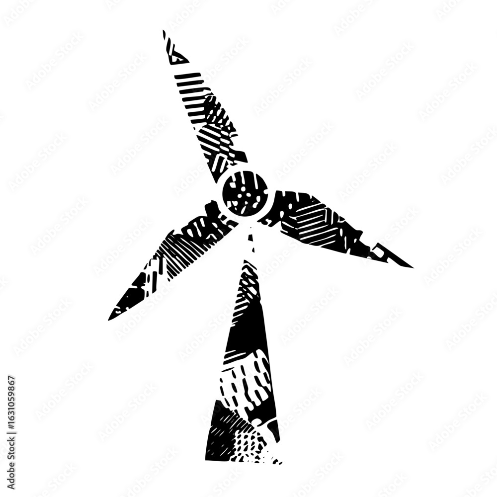 Poster vector abstract wind turbine with dynamic hatch .