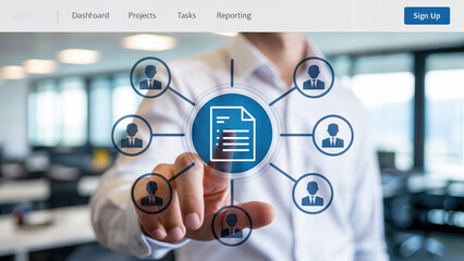 Business professional connecting with teamwork concept on a modern digital interface for success