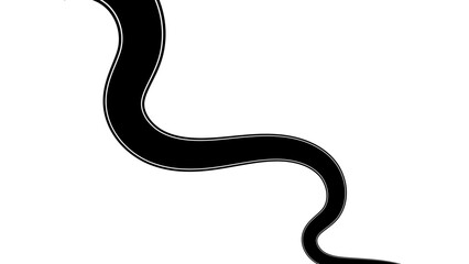 Abstract curvy road on a white background inviting you to travel Road to horizon in perspective. Winding asphalt empty line isolated on transparent back. isolated on transparent back