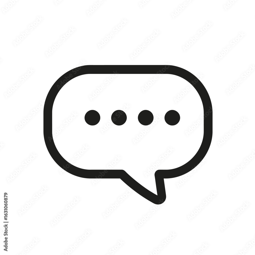 Poster black speech bubble with dots icon on transparent background
