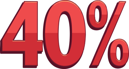 Red  percent off sale button with traffic sign symbol and 40% number  vector illustration