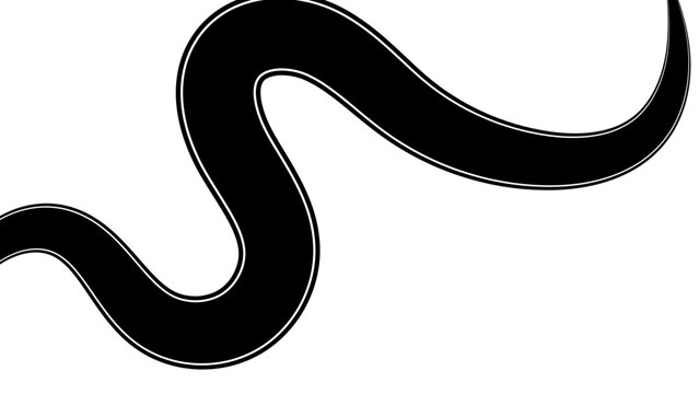 Abstract curvy road on a white background inviting you to travel Road to horizon in perspective. Winding asphalt empty line isolated on transparent back. isolated on transparent back