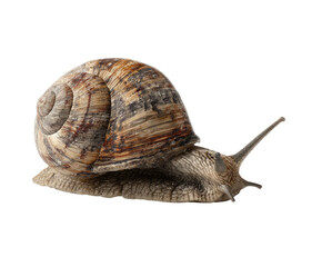 Close-up of a snail with a textured shell