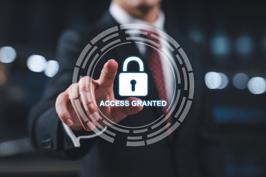 Access granted digital security login concept with lock icon modern technology cybersecurity business.