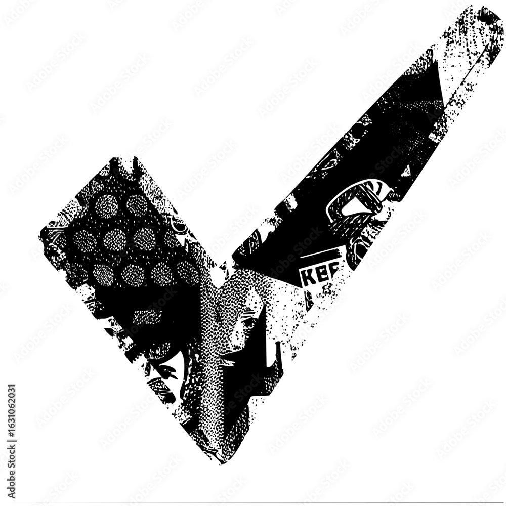 Aufkleber vector abstract checkmark composed of fragmented imagery.