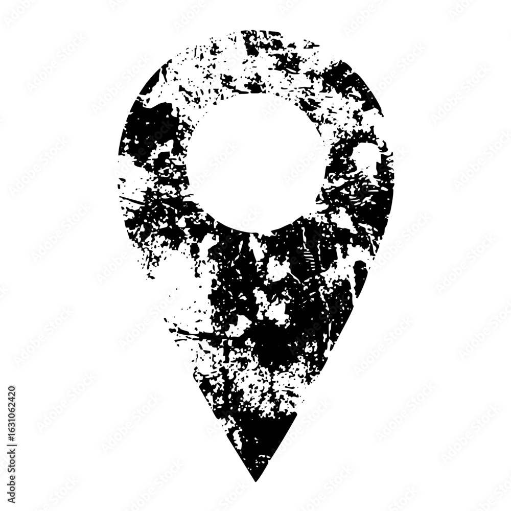 Poster vector distressed map pin with circular cutout.