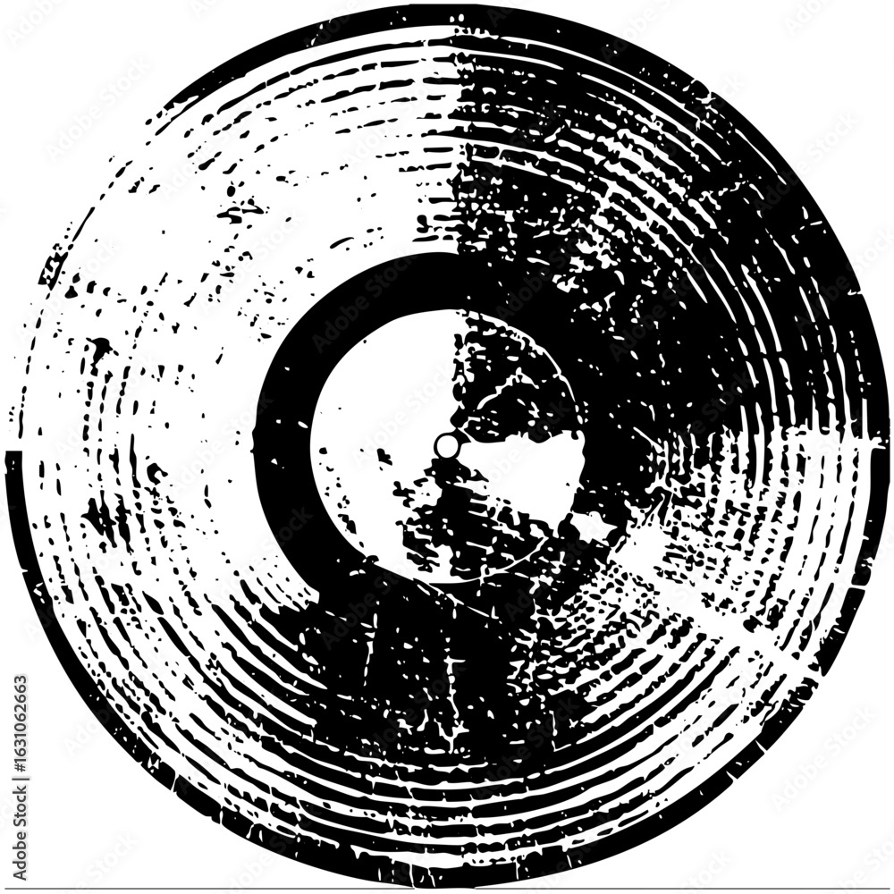 Poster vector distressed circular with central emblem and radial lines.