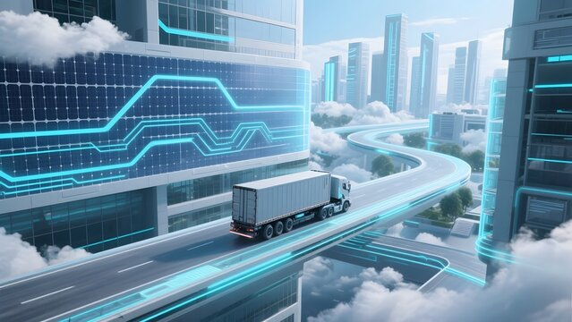 Winter resort traffic on an urban isometric construction plan is a vector illustration of communication technology