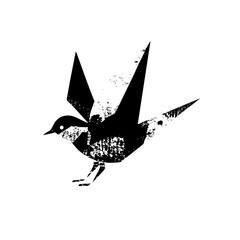 Fototapeta premium Vector Dynamic bird with spread wings in monochrome style.