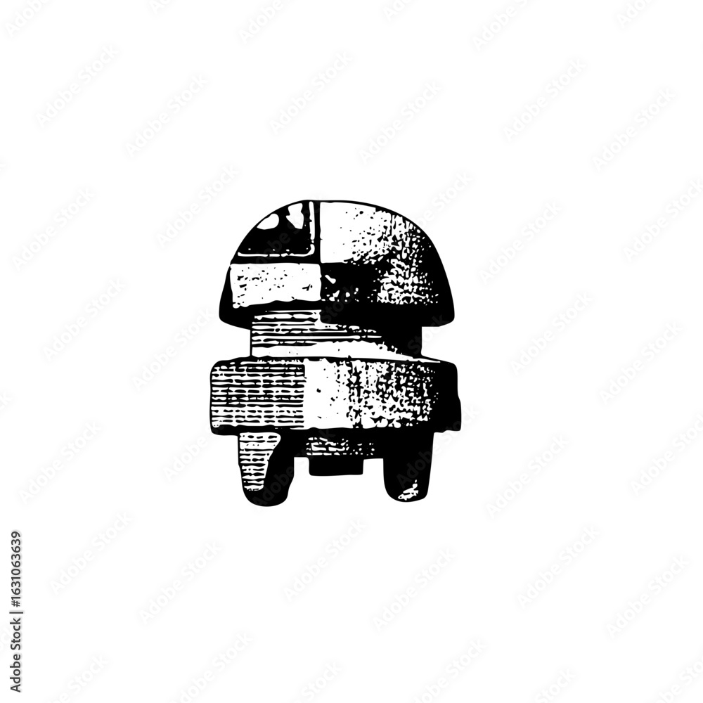 Poster vector minimalist robot features a rounded head and rectangular body.