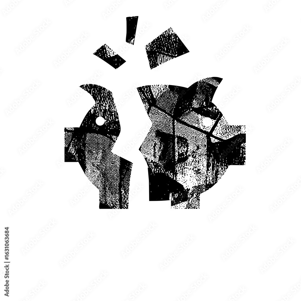 Aufkleber vector abstract portrait of a person with fragmented shapes and dynamic lines.