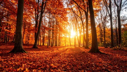 Obraz premium Autumn forest bathed in golden light
