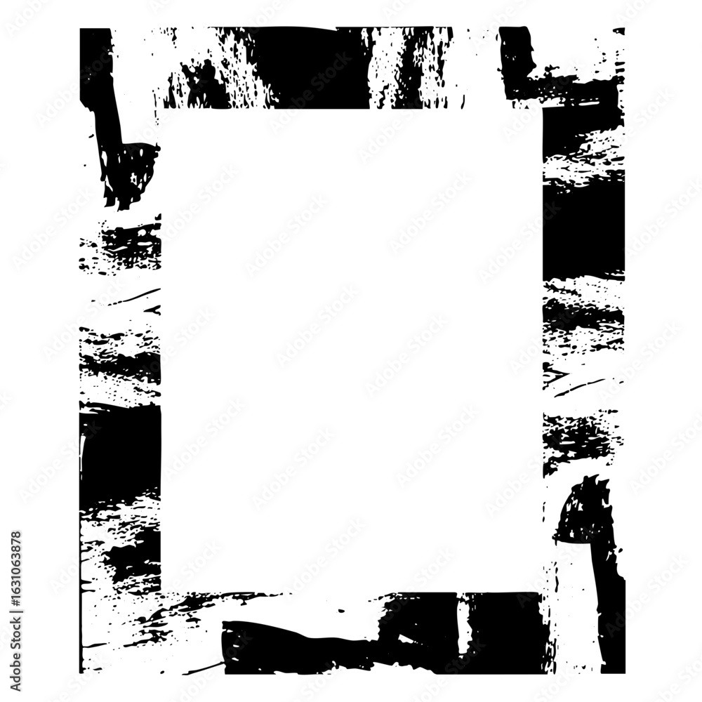 Aufkleber vector abstract rectangular frame with distressed brushstroke texture.