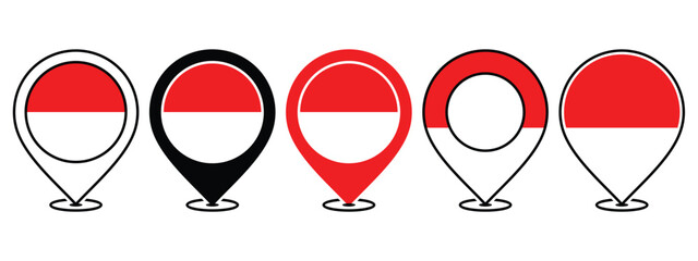 Indonesia flag on pin marker icon. Illustration vector