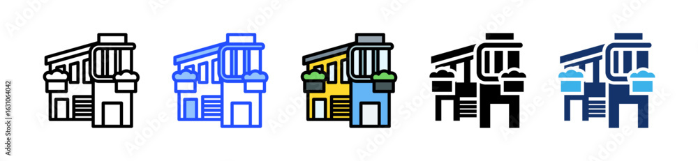 Poster modern house icon collection with multiple styles