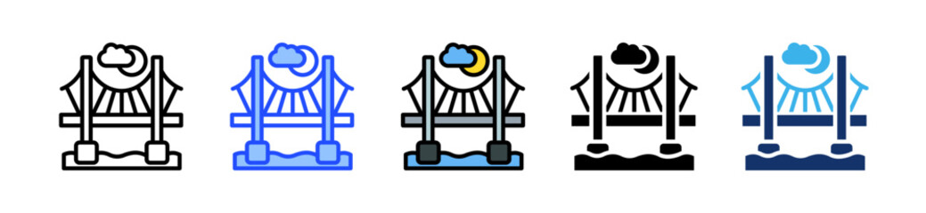 Bridge Design Icon Collection With Multiple Styles
